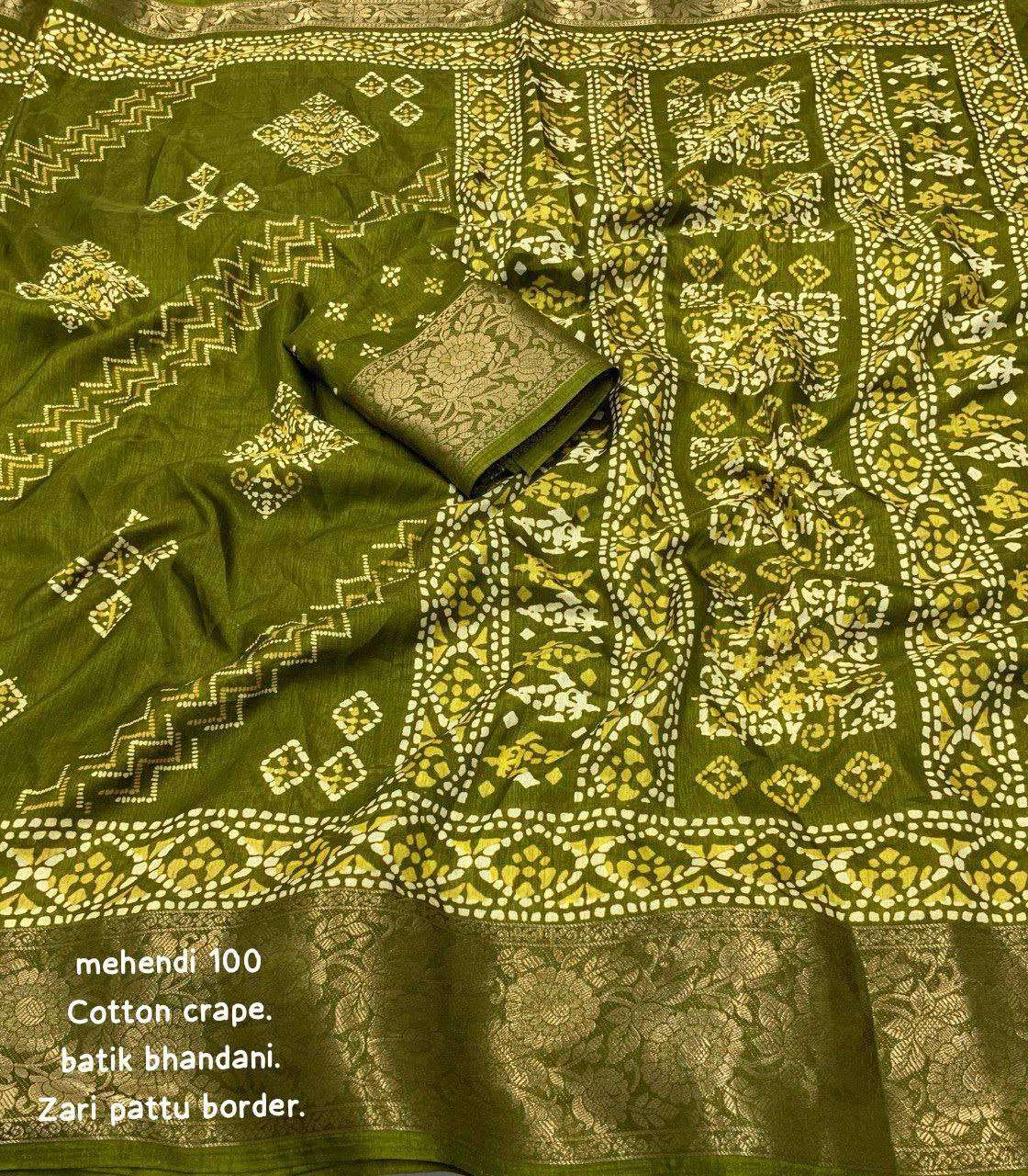 YNF COTTON KESH118 100 SAREES WHOLESALE PRINTED COTTON LINEN BATIK ZARI BORDER SAREES MANUFACTURER