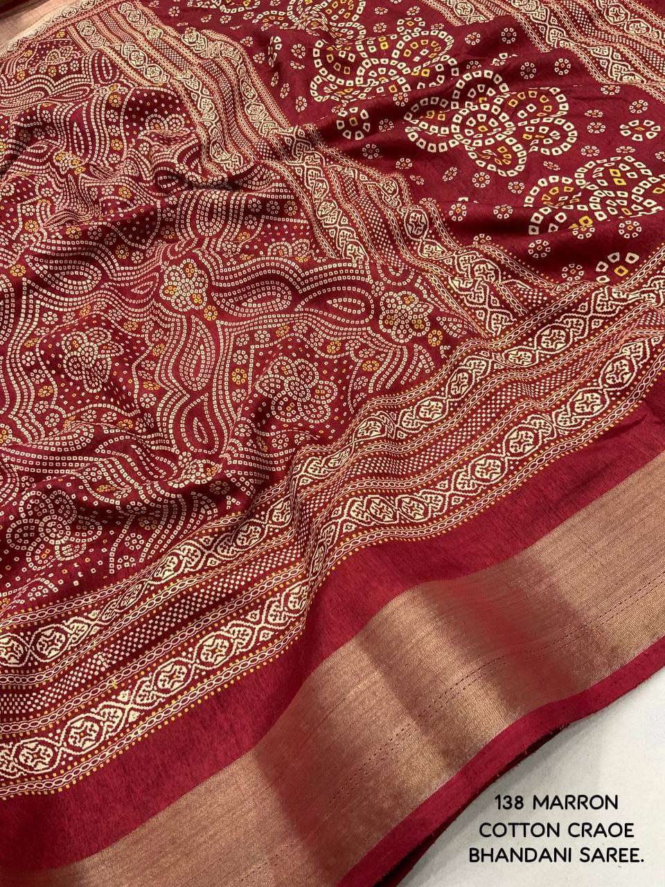 YNF COTTON KESH118 138 SAREES WHOLESALE LADIES COTTON LINEN PRINTED BANDHANI BANDHEJ SAREES MANUFACTURER