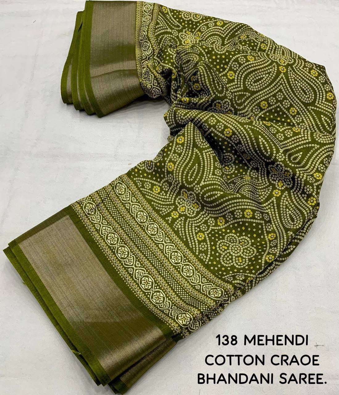 YNF COTTON KESH118 138 SAREES WHOLESALE LADIES COTTON LINEN PRINTED BANDHANI BANDHEJ SAREES MANUFACTURER