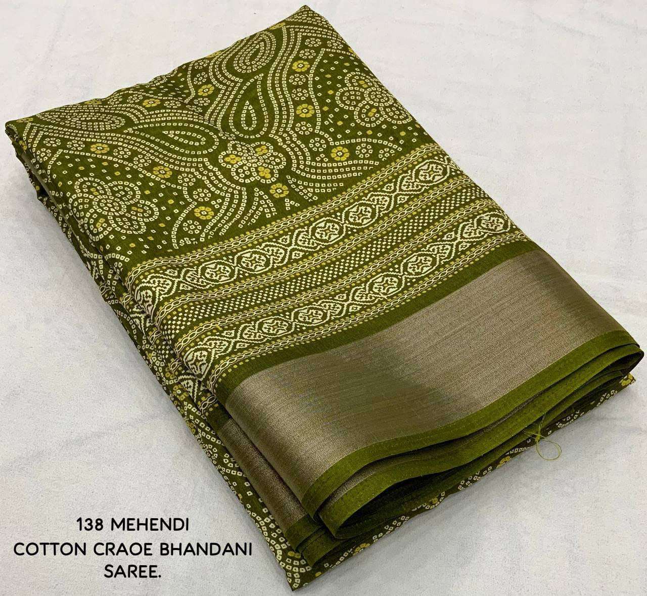 YNF COTTON KESH118 138 SAREES WHOLESALE LADIES COTTON LINEN PRINTED BANDHANI BANDHEJ SAREES MANUFACTURER