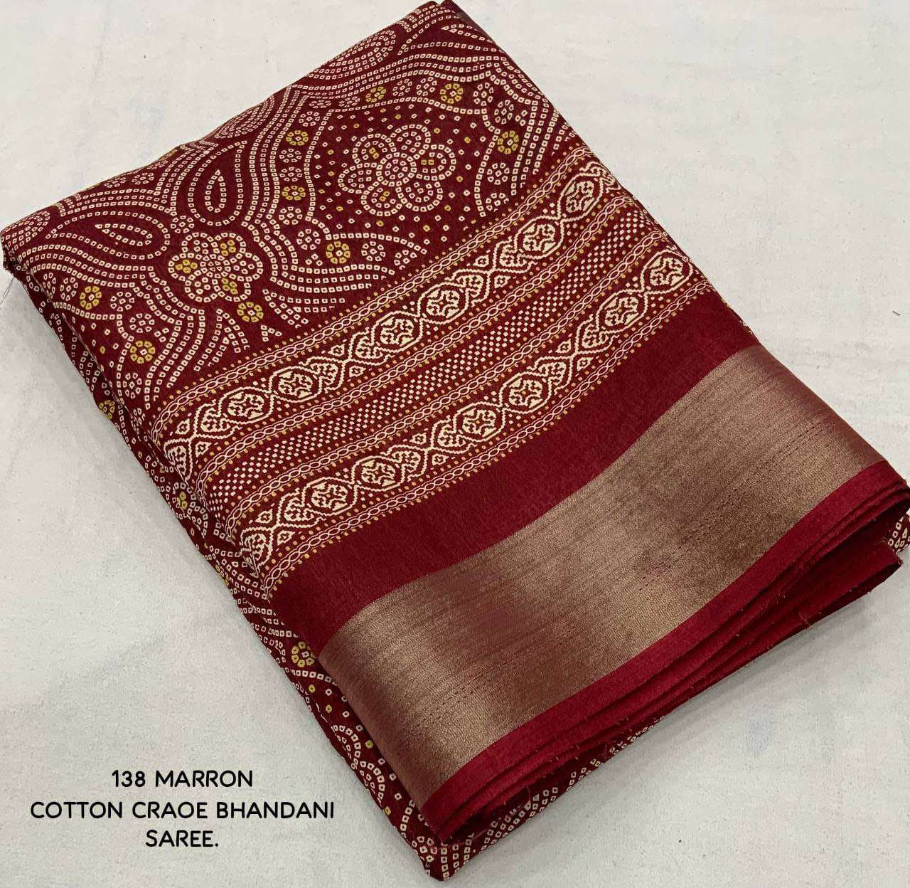 YNF COTTON KESH118 138 SAREES WHOLESALE LADIES COTTON LINEN PRINTED BANDHANI BANDHEJ SAREES MANUFACTURER