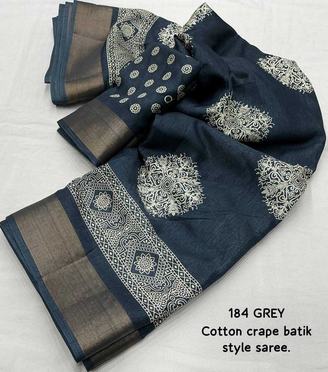 YNF COTTON KESH118 184 SAREES WHOLESALE PRINTED COTTON LINEN BATIK ZARI BORDER SAREES MANUFACTURER