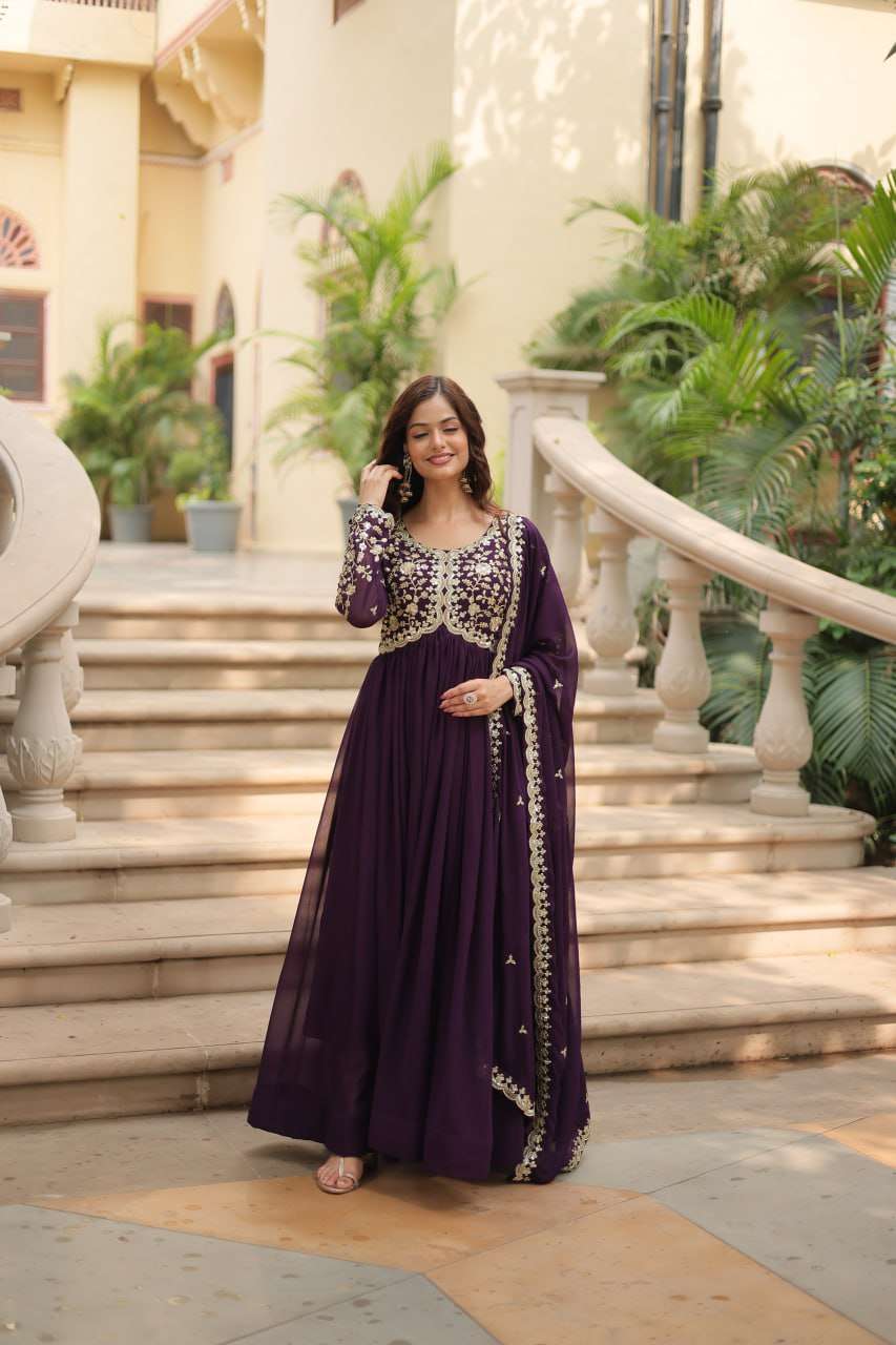 YNF FAUX BLOOMING KESH132 9195 GOWNS WHOLESALE EMBROIDERY ANARKALI LONG WORK GOWNS MANUFACTURER