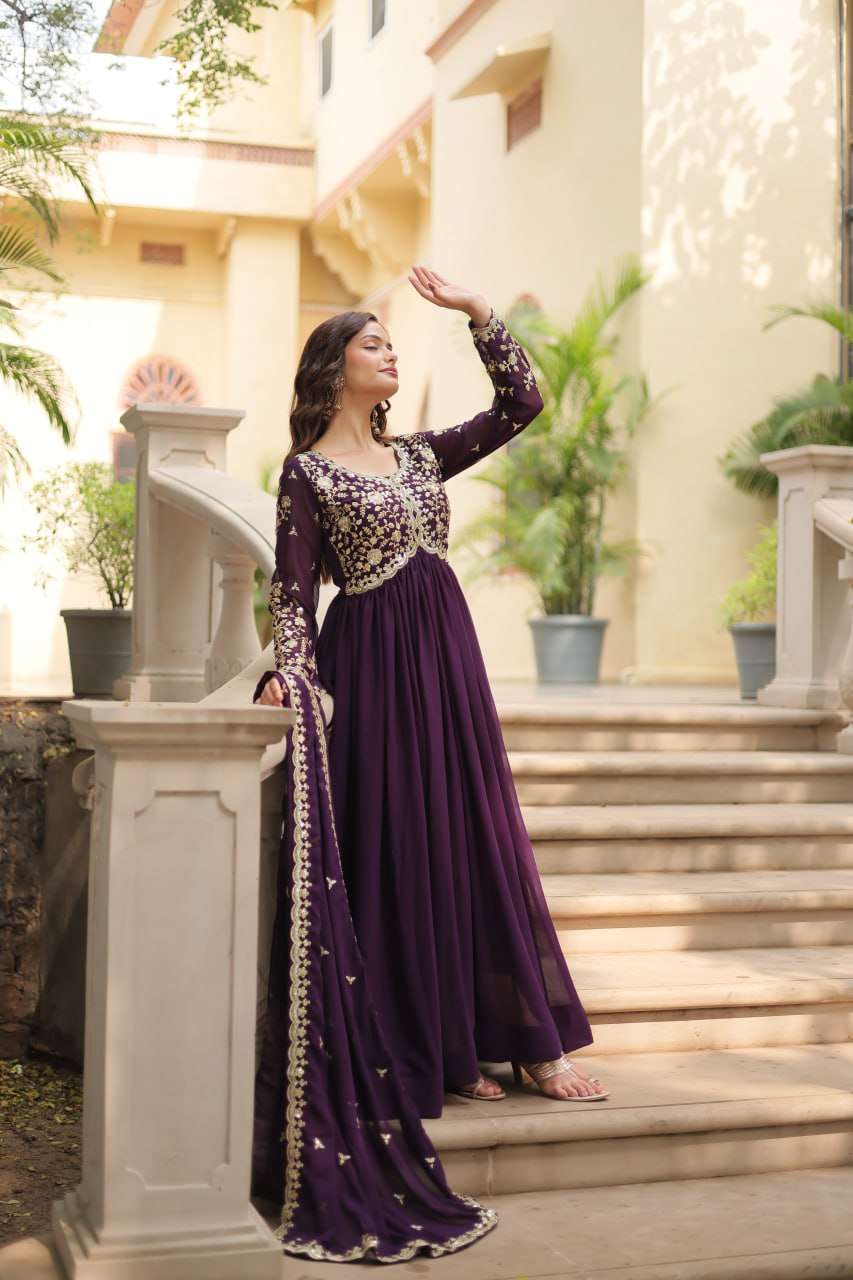 YNF FAUX BLOOMING KESH132 9195 GOWNS WHOLESALE EMBROIDERY ANARKALI LONG WORK GOWNS MANUFACTURER