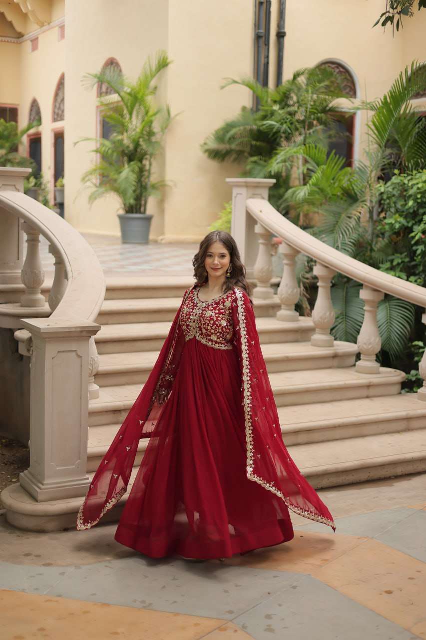 YNF FAUX BLOOMING KESH132 9195 GOWNS WHOLESALE EMBROIDERY ANARKALI LONG WORK GOWNS MANUFACTURER