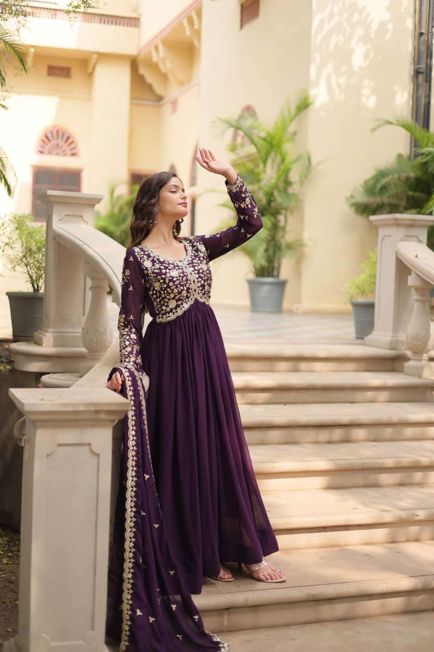 YNF FAUX BLOOMING KESH132 9195 GOWNS WHOLESALE EMBROIDERY ANARKALI LONG WORK GOWNS MANUFACTURER