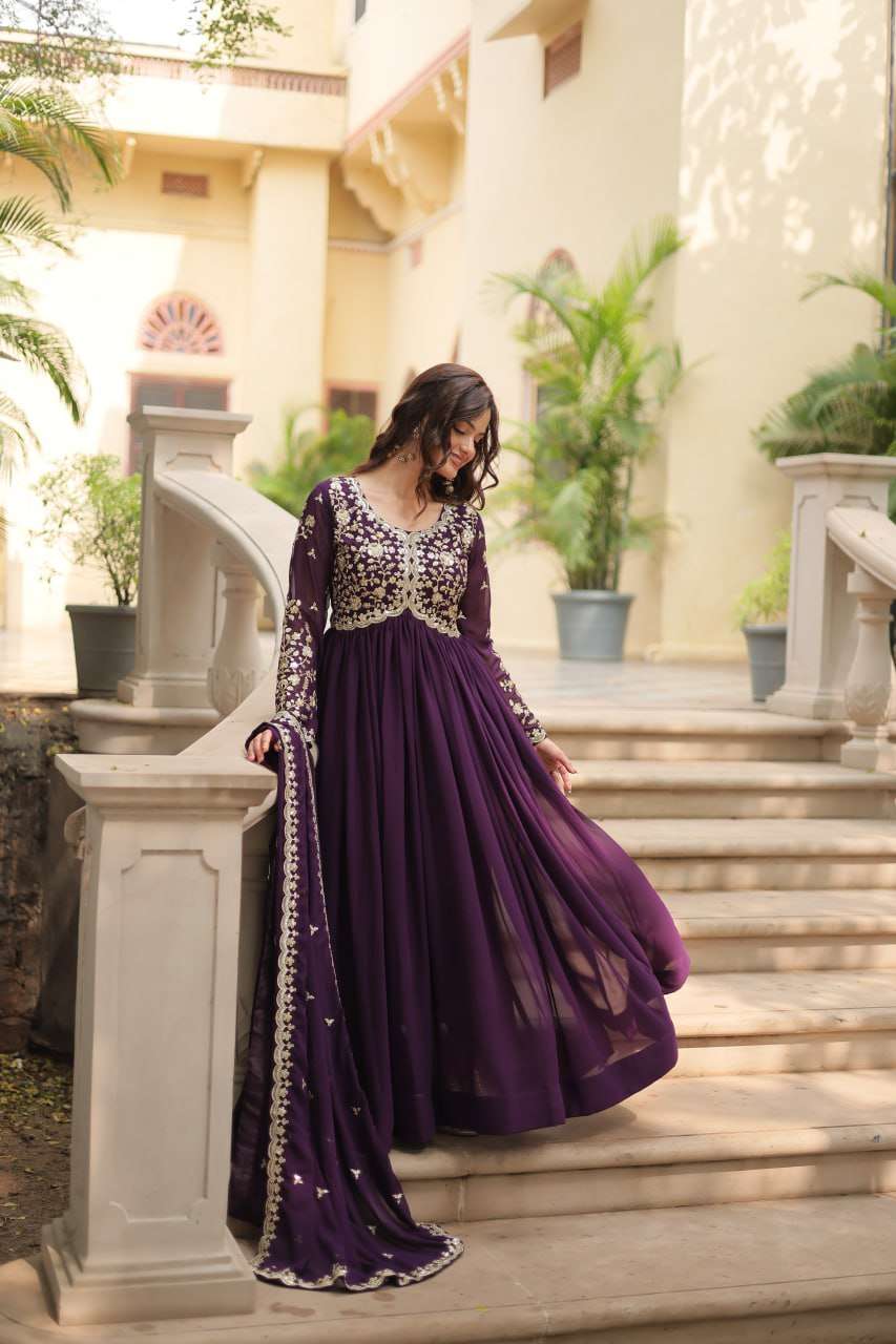 YNF FAUX BLOOMING KESH132 9195 GOWNS WHOLESALE EMBROIDERY ANARKALI LONG WORK GOWNS MANUFACTURER