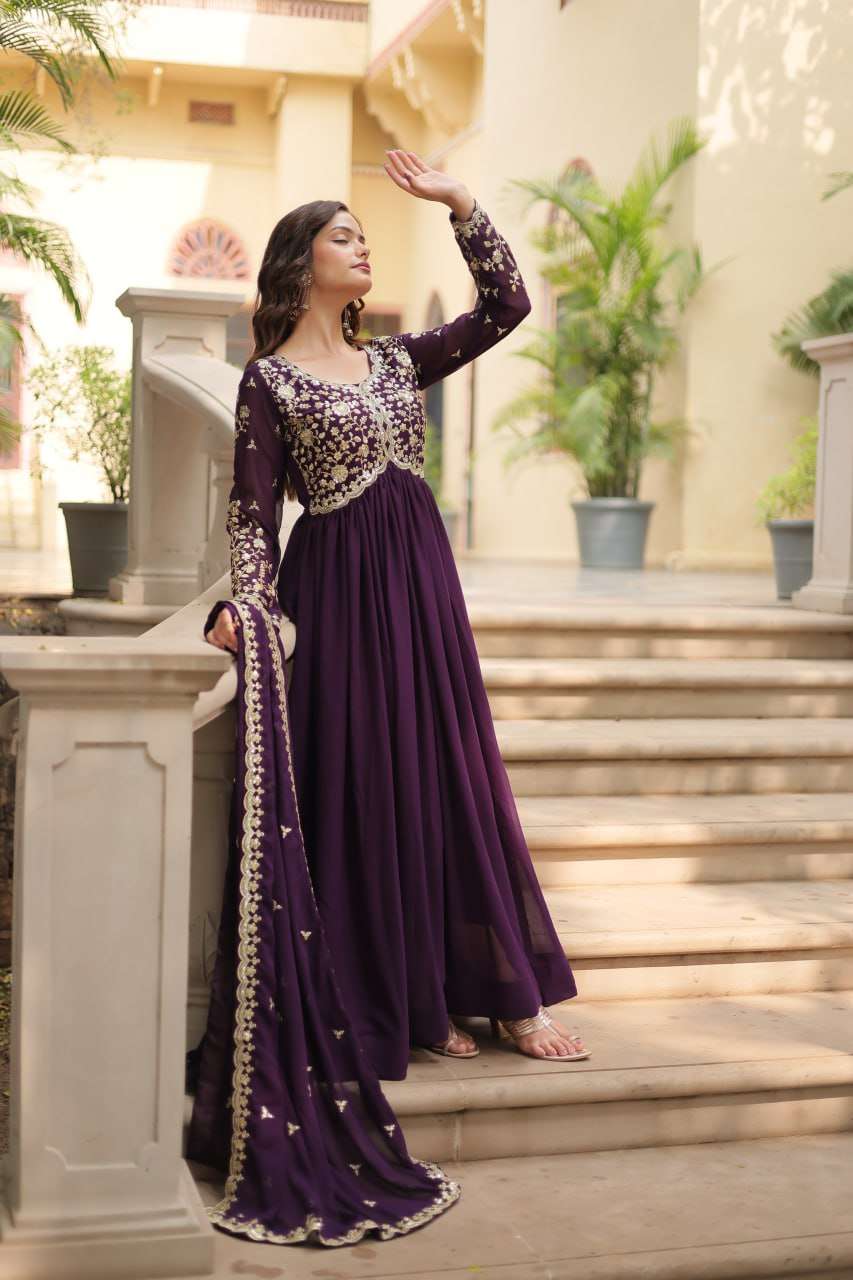 YNF FAUX BLOOMING KESH132 9195 GOWNS WHOLESALE EMBROIDERY ANARKALI LONG WORK GOWNS MANUFACTURER