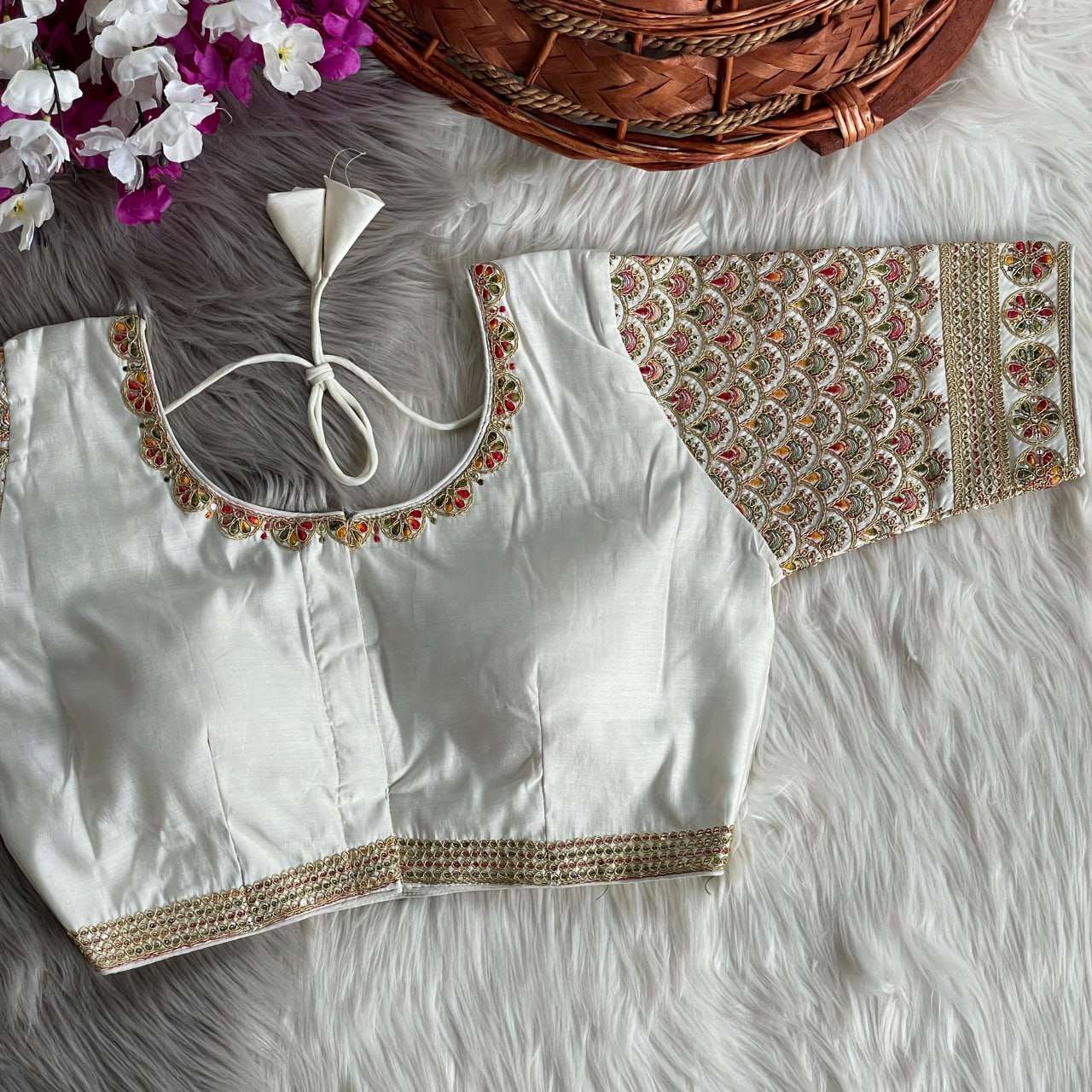 YNF HEAVY ROMAN SILK RIN117 216 READYMADE BLOUSE WHOLESALE SEQUENCE EMBROIDERY FASHION BLOUSE MANUFACTURER 