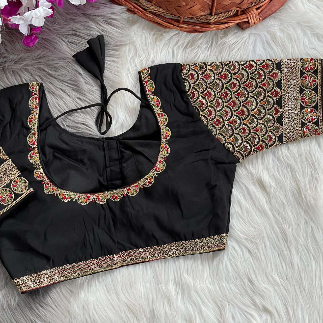 YNF HEAVY ROMAN SILK RIN117 216 READYMADE BLOUSE WHOLESALE SEQUENCE EMBROIDERY FASHION BLOUSE MANUFACTURER 