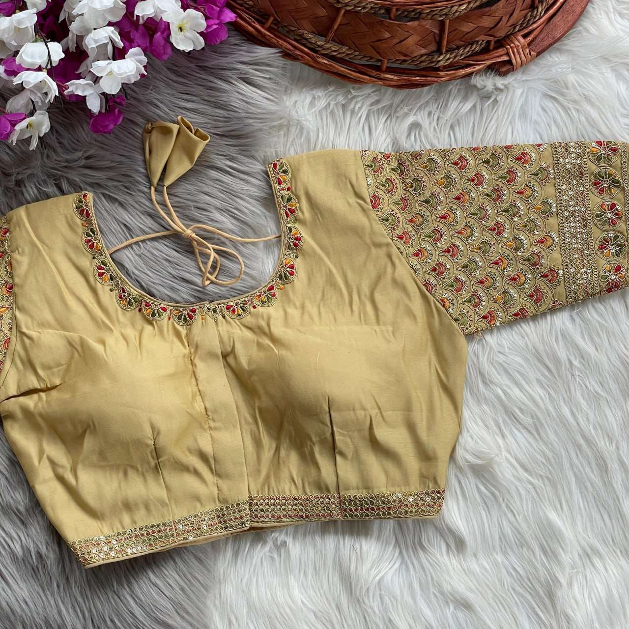 YNF HEAVY ROMAN SILK RIN117 216 READYMADE BLOUSE WHOLESALE SEQUENCE EMBROIDERY FASHION BLOUSE MANUFACTURER 