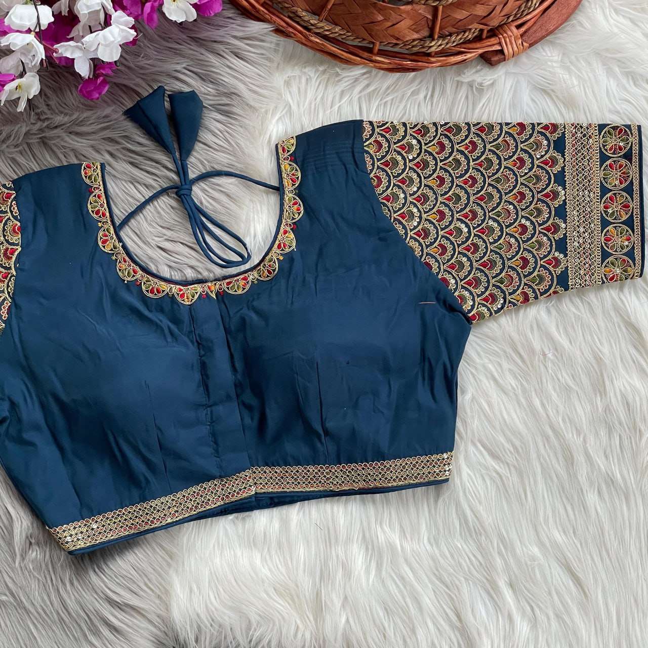 YNF HEAVY ROMAN SILK RIN117 216 READYMADE BLOUSE WHOLESALE SEQUENCE EMBROIDERY FASHION BLOUSE MANUFACTURER 