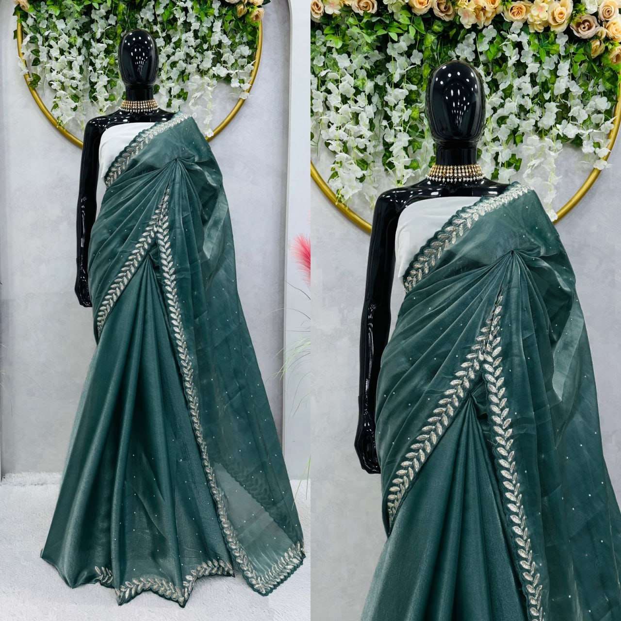 YNF JIMMY CHOO RIN133 459 SAREES WHOLESALE JIMMY CHOO SEQUENCE LACE BORDER SAREES MANUFACTURER