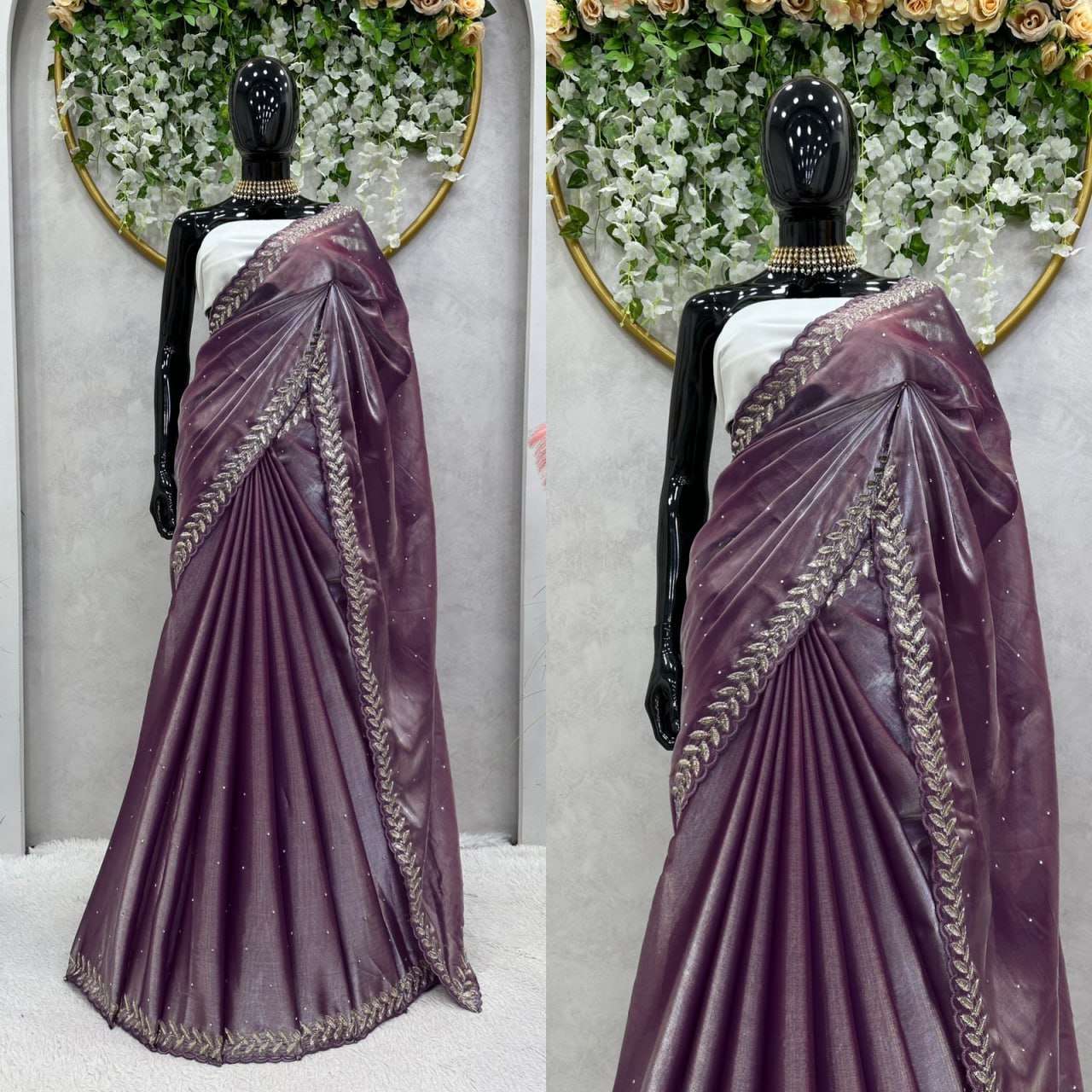 YNF JIMMY CHOO RIN133 459 SAREES WHOLESALE JIMMY CHOO SEQUENCE LACE BORDER SAREES MANUFACTURER