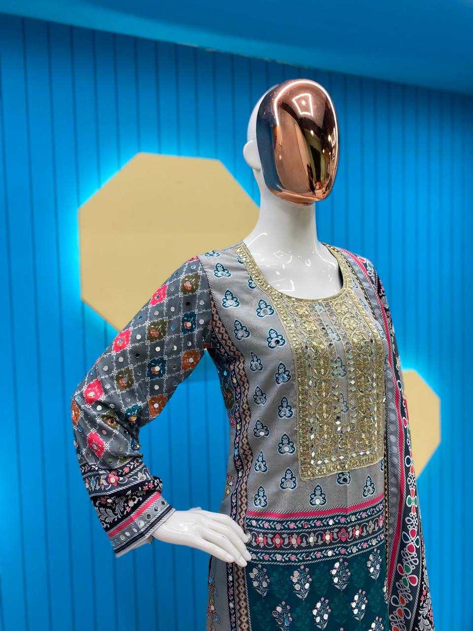 YNF MASLIN RIN141 1834 SUITS & DRESSES WHOLESALE PRINTED EMBROIDERY LADIES SILK ZARI WORK SUITS MANUFACTURER