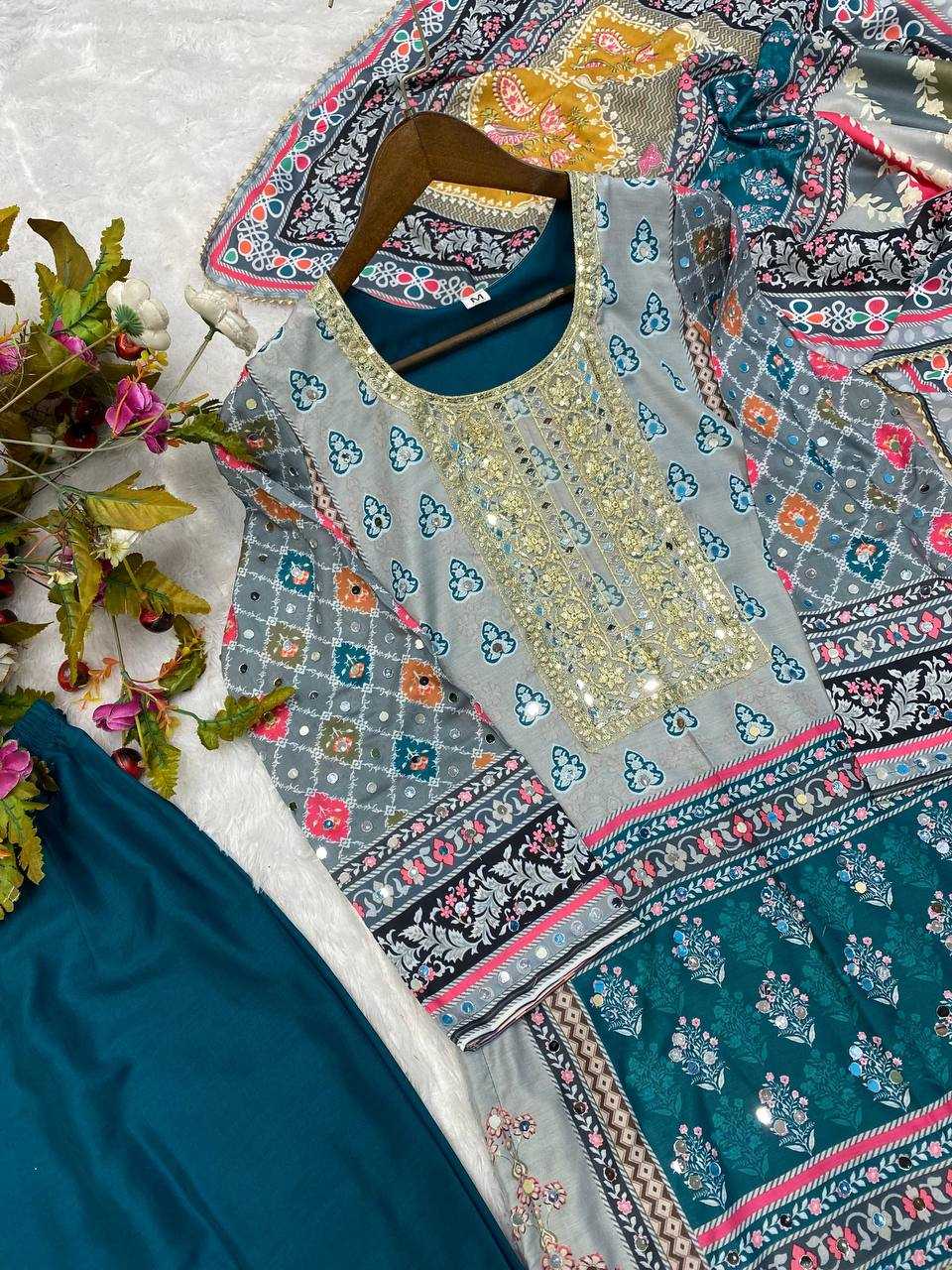 YNF MASLIN RIN141 1834 SUITS & DRESSES WHOLESALE PRINTED EMBROIDERY LADIES SILK ZARI WORK SUITS MANUFACTURER