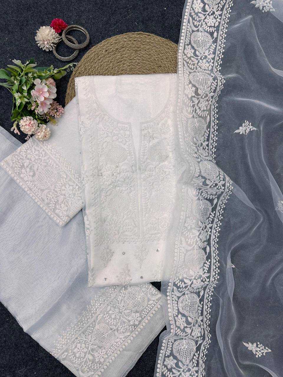 YNF ORGANZA SILK RIN133 1446 SUITS & DRESSES WHOLESALE UNSTITICHED SUITS MANUFACTURER