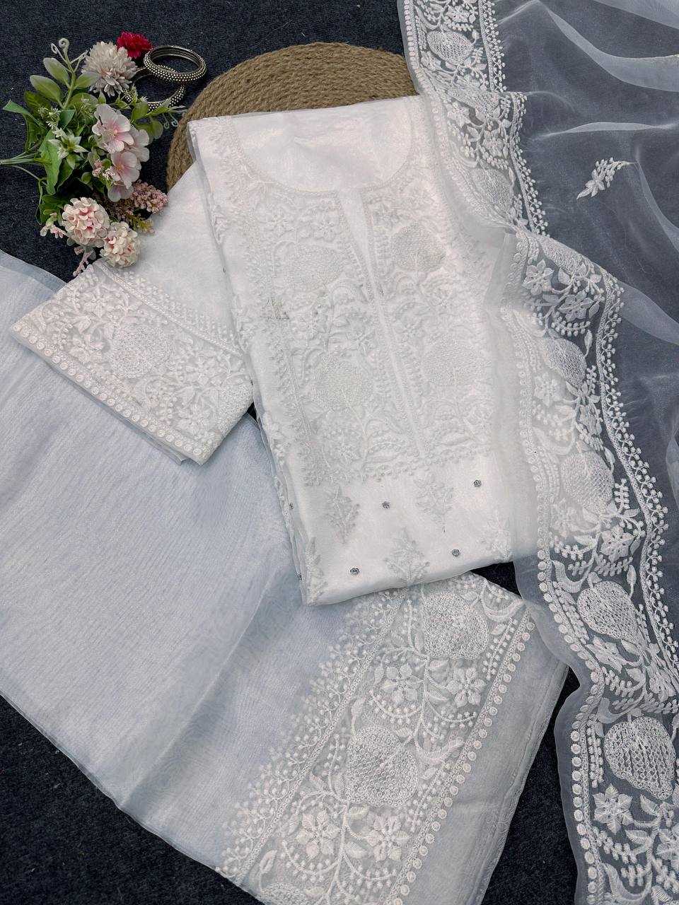 YNF ORGANZA SILK RIN133 1446 SUITS & DRESSES WHOLESALE UNSTITICHED SUITS MANUFACTURER