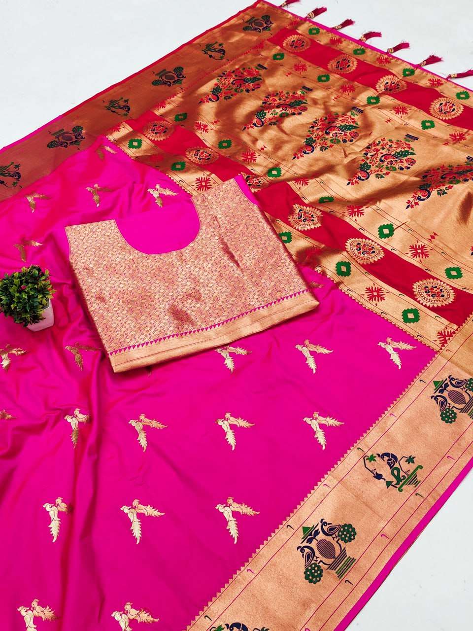 YNF PAITHANI SILK RIN150 LoveBirdPaithani SILK SAREES WHOLESALE PAITHANI SOFT SILK TRADITIONAL SAREES MANUFACTURER