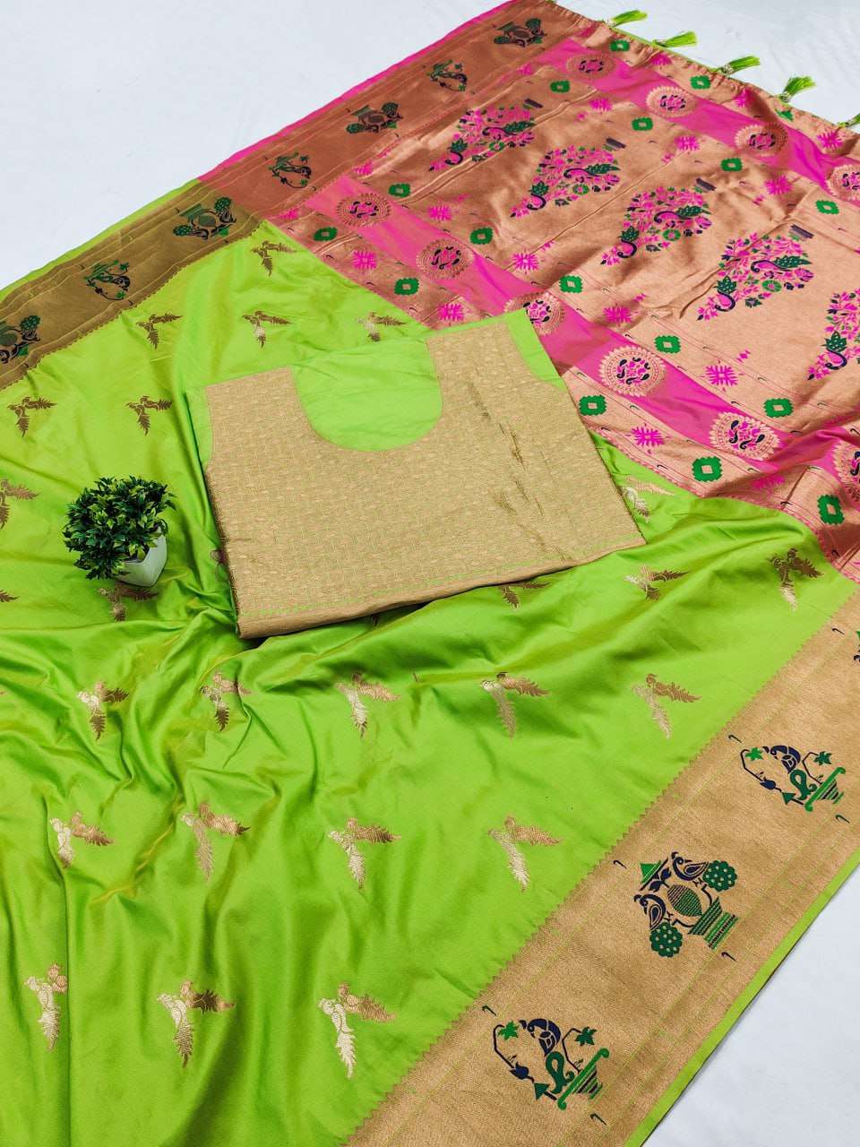 YNF PAITHANI SILK RIN150 LoveBirdPaithani SILK SAREES WHOLESALE PAITHANI SOFT SILK TRADITIONAL SAREES MANUFACTURER