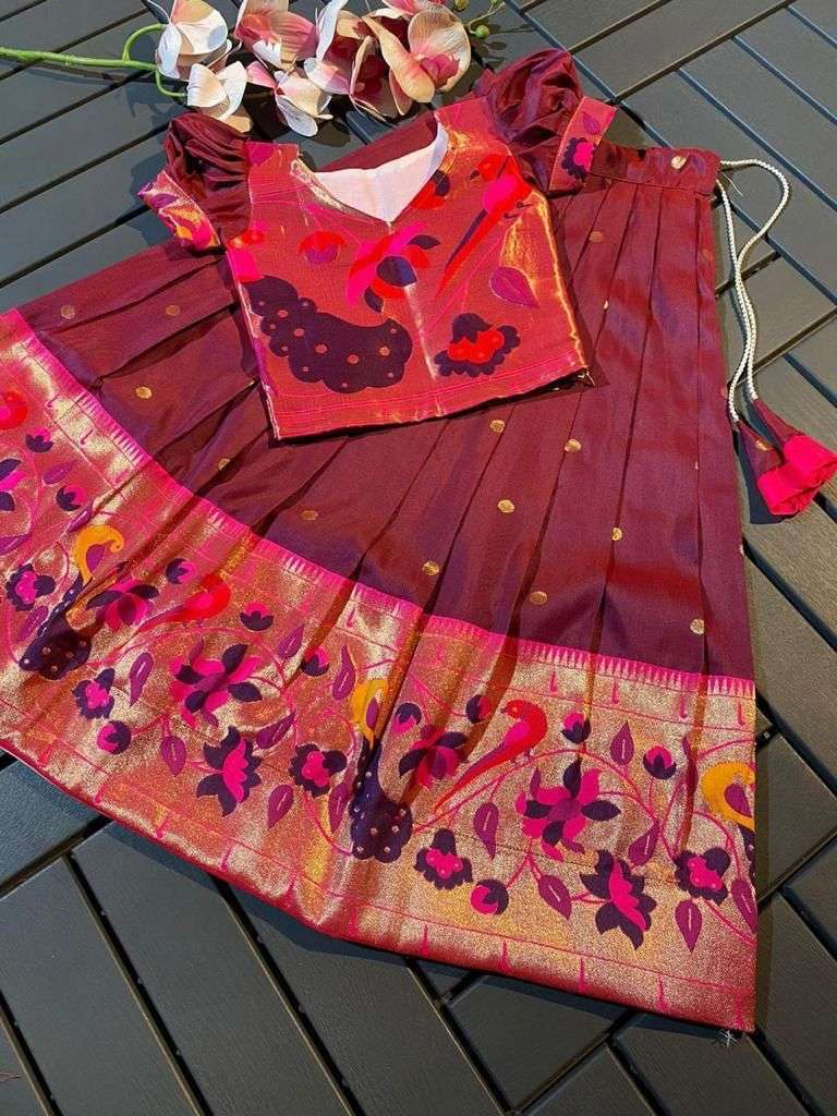 YNF PAITHANI SILK RIN192 7903 KIDS WEAR WHOLESALE KIDS LEHENGAS MANUFACTURER