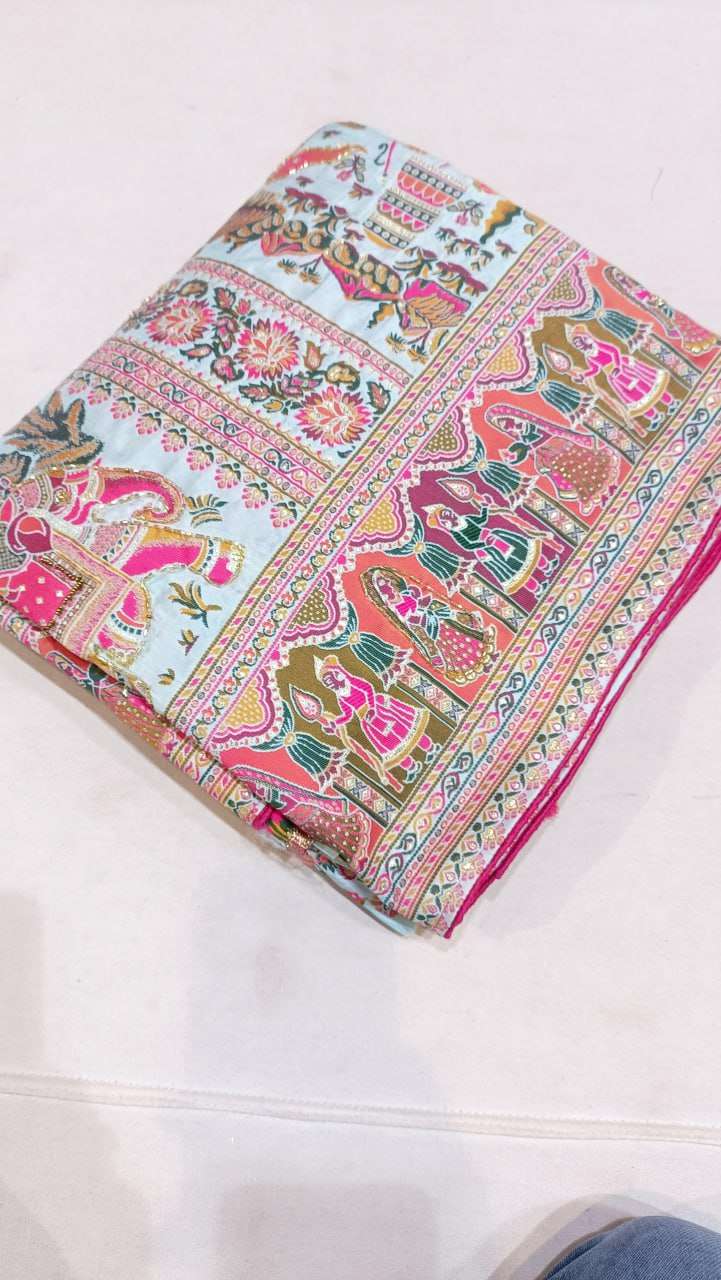 YNF PURE PASHMINA RIN126 JHT18 SAREES WHOLESALE DESIGNER PRINTED HAND WORK DIWALI WEDDING SAREES MANUFACTURER