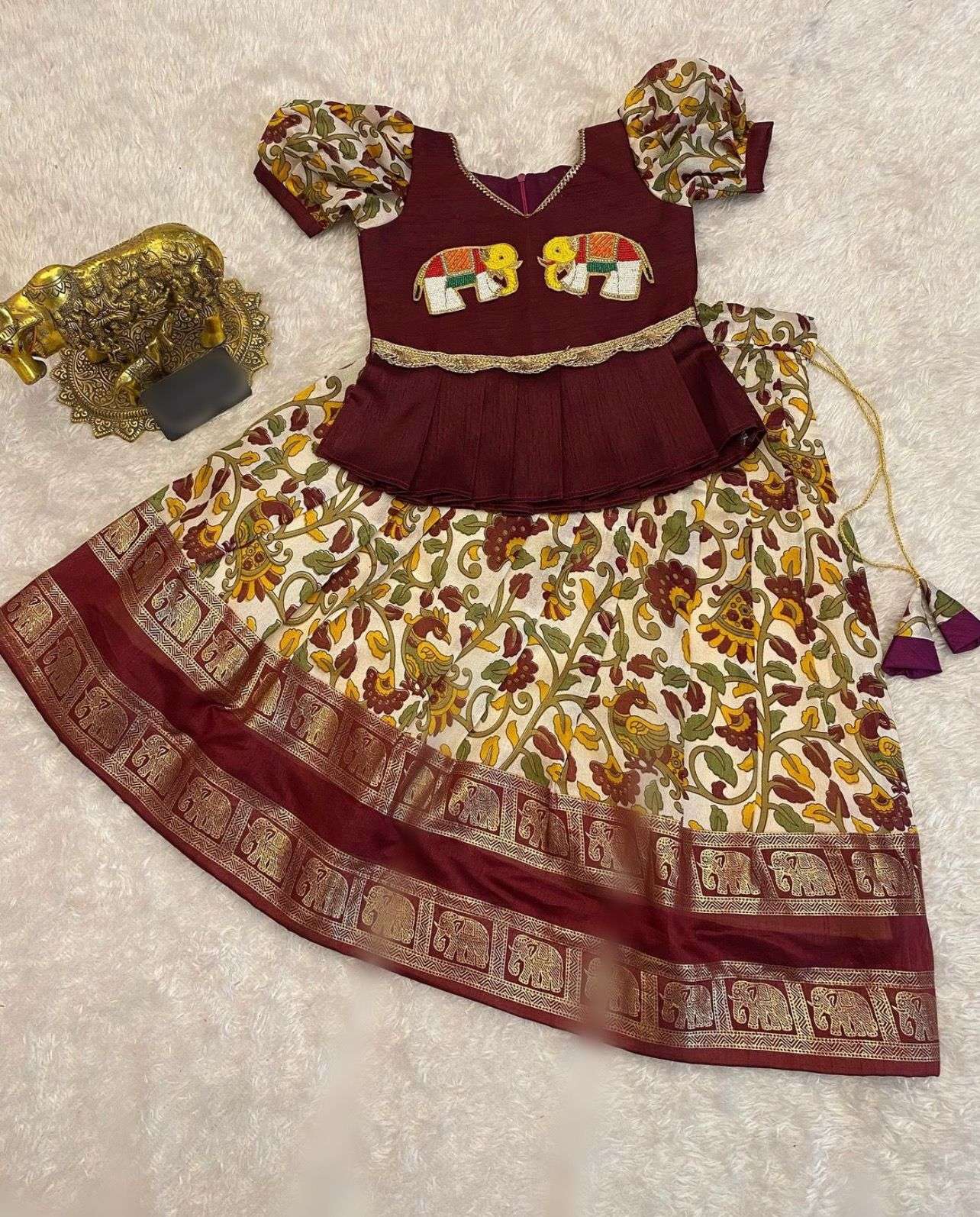 YNF TUSSAR SILK RIN192 8038 KIDS WEAR WHOLESALE KIDS LEHENGAS MANUFACTURER