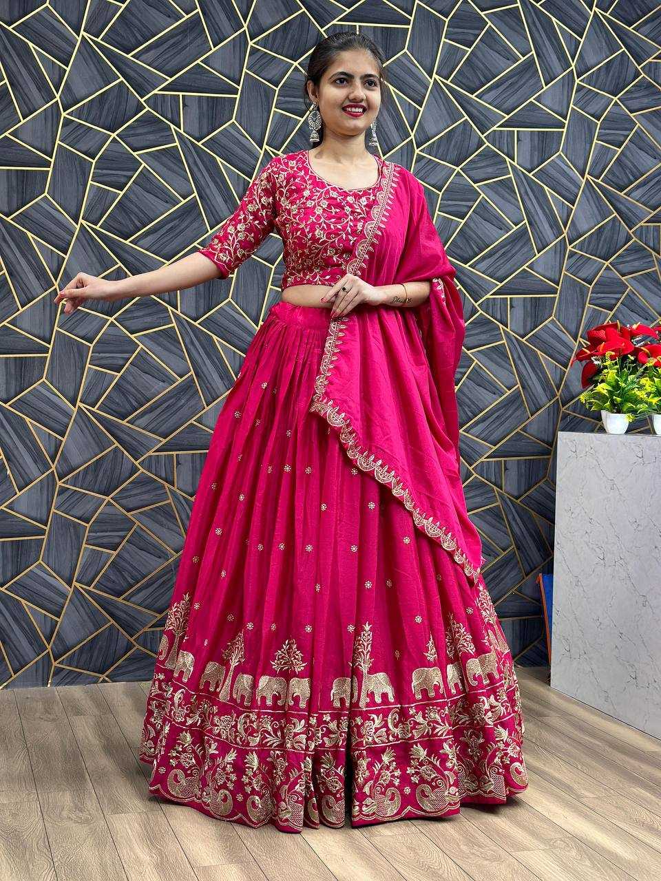 YNF CHINON KESH120 075 LEHENGAS WHOLESALE SILK TRADITIONAL EMBROIDERED LEHENGAS MANUFACTURER