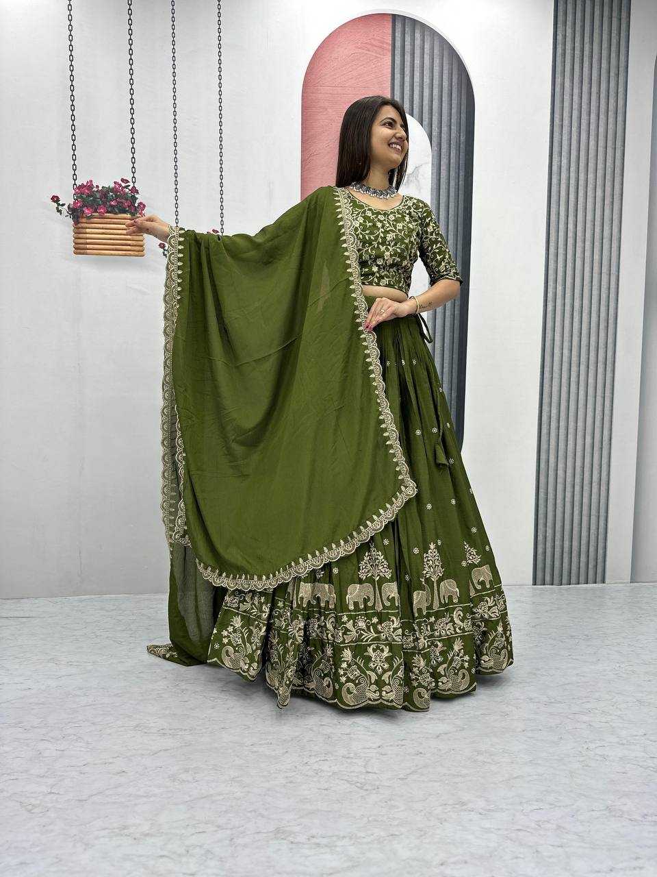 YNF CHINON KESH120 075 LEHENGAS WHOLESALE SILK TRADITIONAL EMBROIDERED LEHENGAS MANUFACTURER