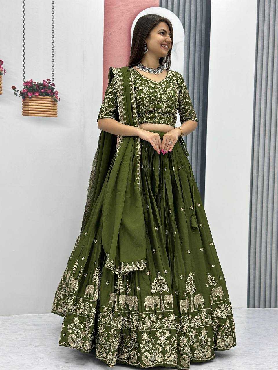 YNF CHINON KESH120 075 LEHENGAS WHOLESALE SILK TRADITIONAL EMBROIDERED LEHENGAS MANUFACTURER