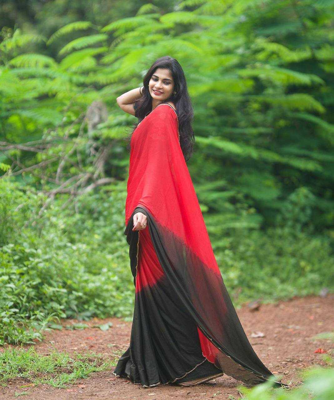 YNF CHINON RIN105 RED SAREES WHOLESALE HALF AND HALF CUTWORK LACE BORDER ZARI BORDER SAEEES MANUFACTURER