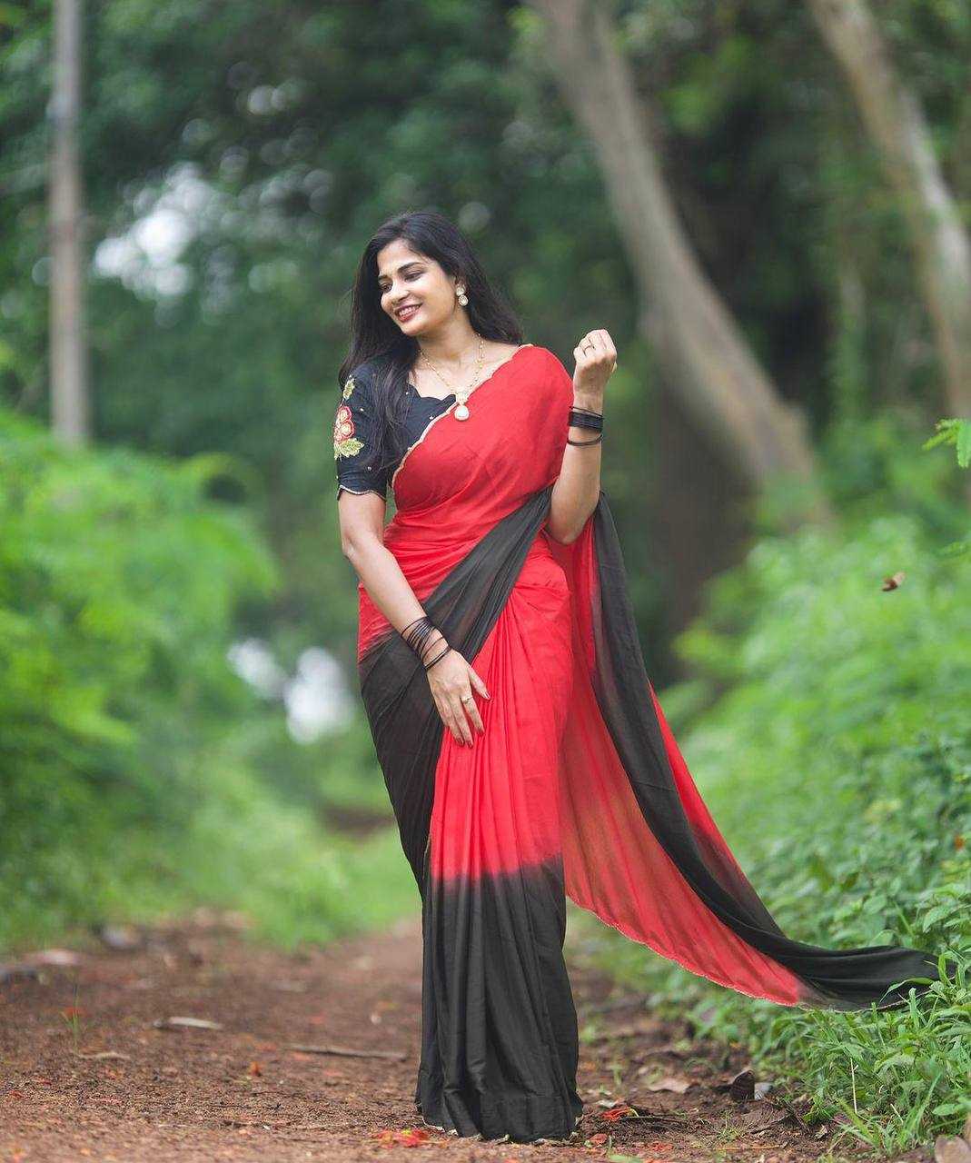 YNF CHINON RIN105 RED SAREES WHOLESALE HALF AND HALF CUTWORK LACE BORDER ZARI BORDER SAEEES MANUFACTURER