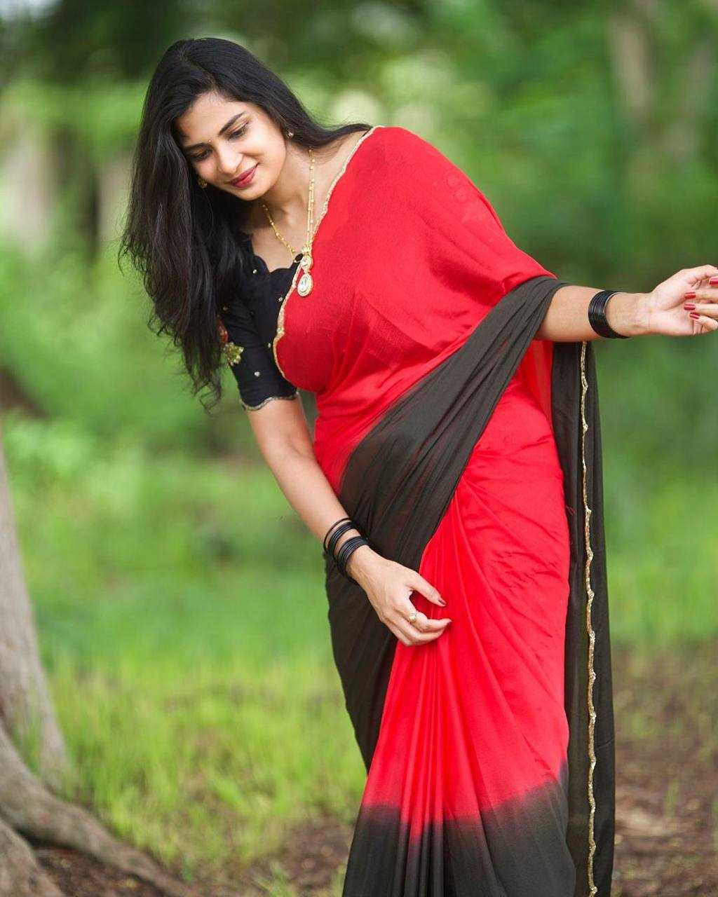 YNF CHINON RIN105 RED SAREES WHOLESALE HALF AND HALF CUTWORK LACE BORDER ZARI BORDER SAEEES MANUFACTURER