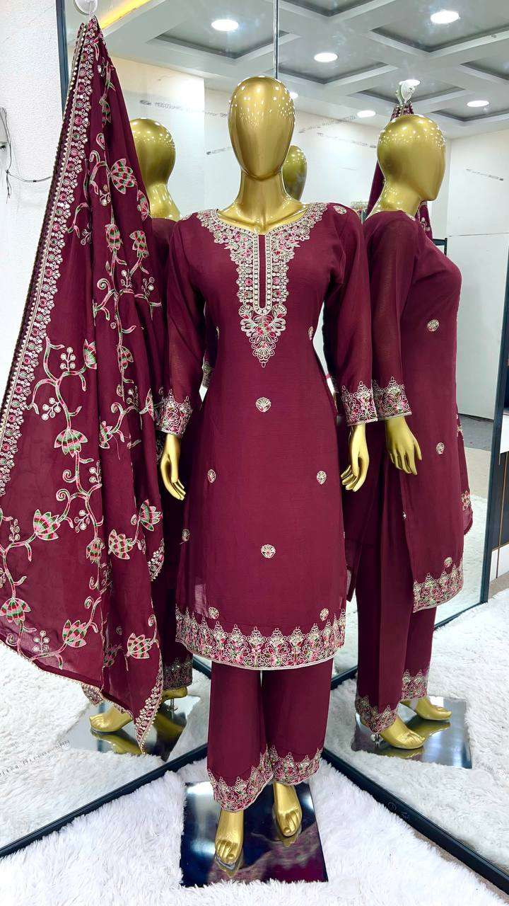 YNF CHINON SILK KESH124 824 SUITS & DRESSES WHOLESALE EMBROIDERY LADIES SILK WEDDING DIWALI COLLECTIONS SUITS MANUFACTURER