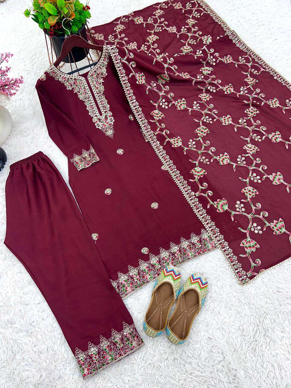 YNF CHINON SILK KESH124 824 SUITS & DRESSES WHOLESALE EMBROIDERY LADIES SILK WEDDING DIWALI COLLECTIONS SUITS MANUFACTURER