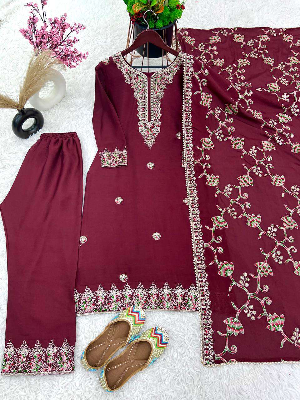 YNF CHINON SILK KESH124 824 SUITS & DRESSES WHOLESALE EMBROIDERY LADIES SILK WEDDING DIWALI COLLECTIONS SUITS MANUFACTURER