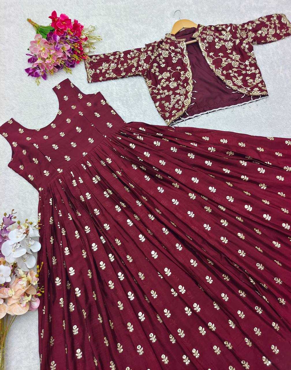 YNF CHINON SILK KESH156 1109 GOWNS WHOLESALE FANCY EMBROIDERY PARTY LONG WEDDING DIWALI COLLECTIONS GOWNS MANUFACTURER