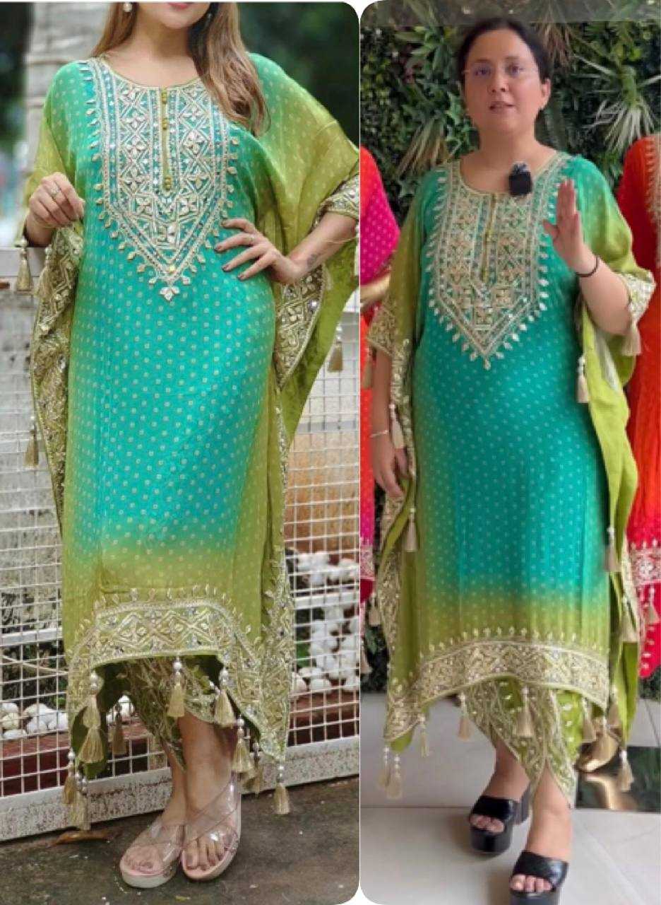 YNF CHINON SILK KESH157 1669 SUITS & DRESSES ISLAMIC CLOTHING WHOLESALE KAFTANS EMBROIDERY LADIES SILK LADIES PARTY WEAR SUITS MANUFACTURER