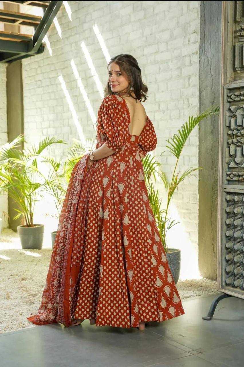 YNF COTTON KESH211 LDY44 GOWNS WHOLESALE PRINTED ANARKALI LONG GOWN WITH DUPATTA SIMPLE GOWNS MANUFACTURER