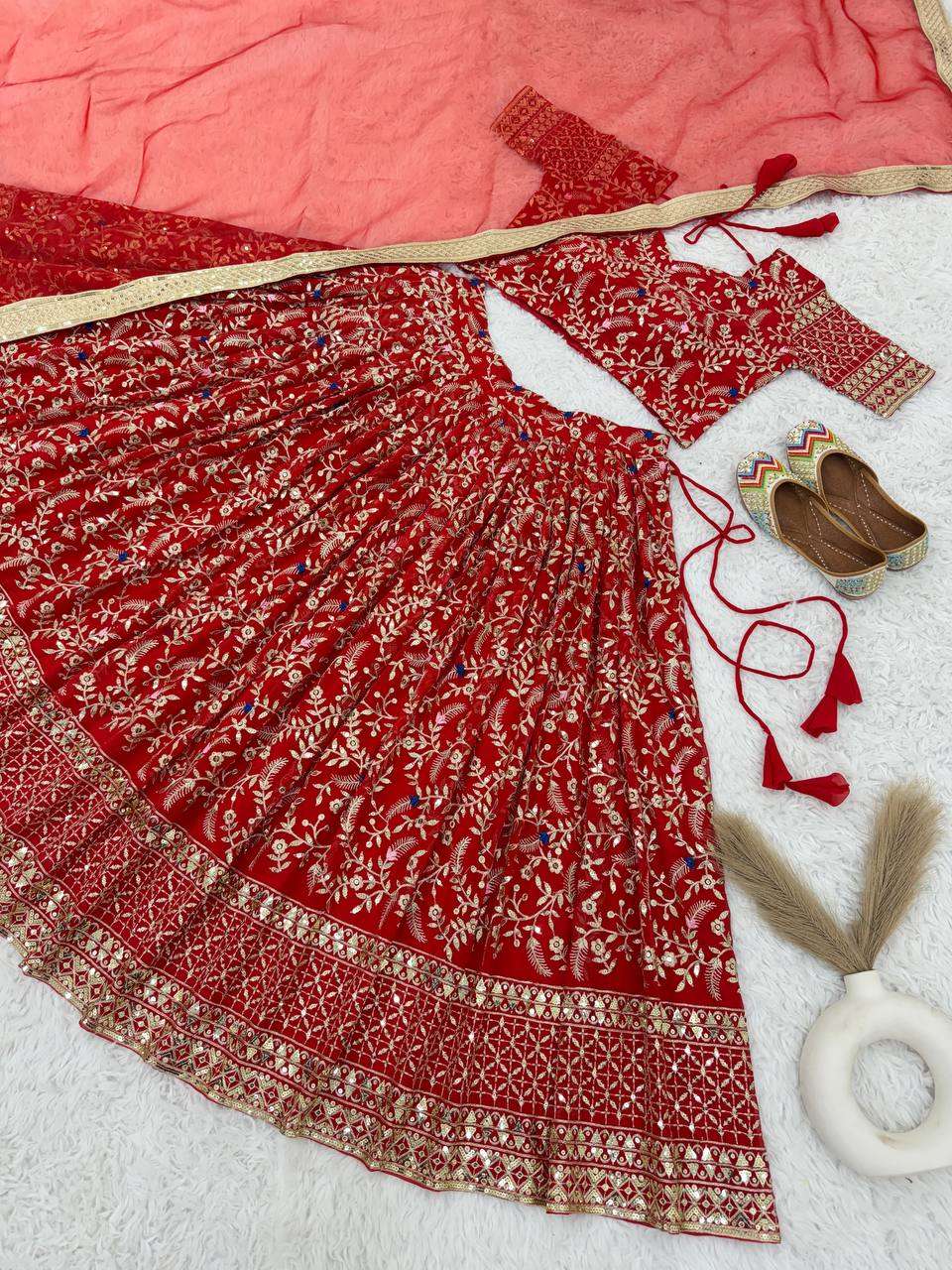 YNF FAUX GEORGETTE KESH125 3071 LEHENGAS WHOLESALE TRADITIONAL EMBROIDERED LEHENGAS MANUFACTURER