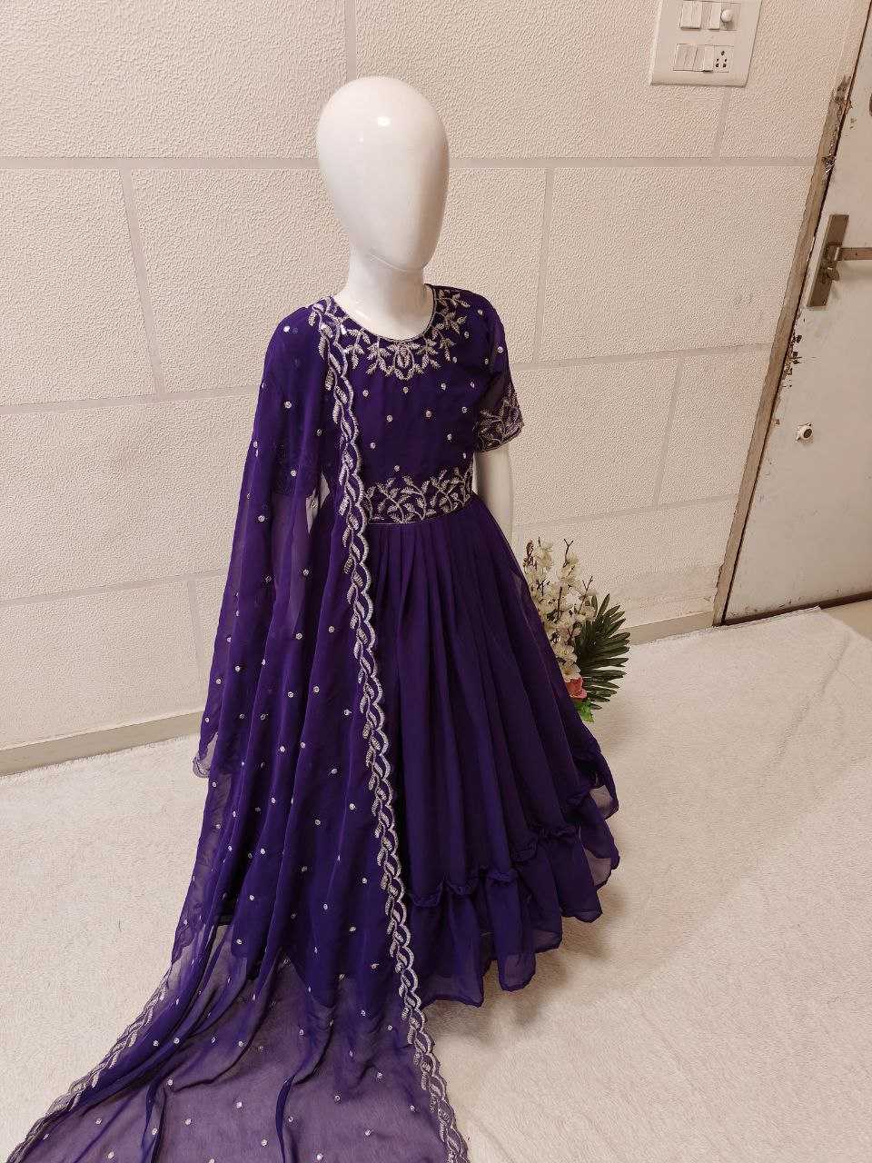 YNF GEORGETTE KESH168 MNT19 KIDS WEAR WHOLESALE KIDS GOWNS KIDS ETHNIC GOWNS KIDS TRADITIONAL WEAR KIDS FESTIVE WEAR MANUFACTURER