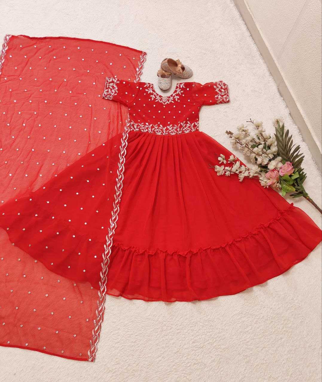 YNF GEORGETTE KESH168 MNT19 KIDS WEAR WHOLESALE KIDS GOWNS KIDS ETHNIC GOWNS KIDS TRADITIONAL WEAR KIDS FESTIVE WEAR MANUFACTURER