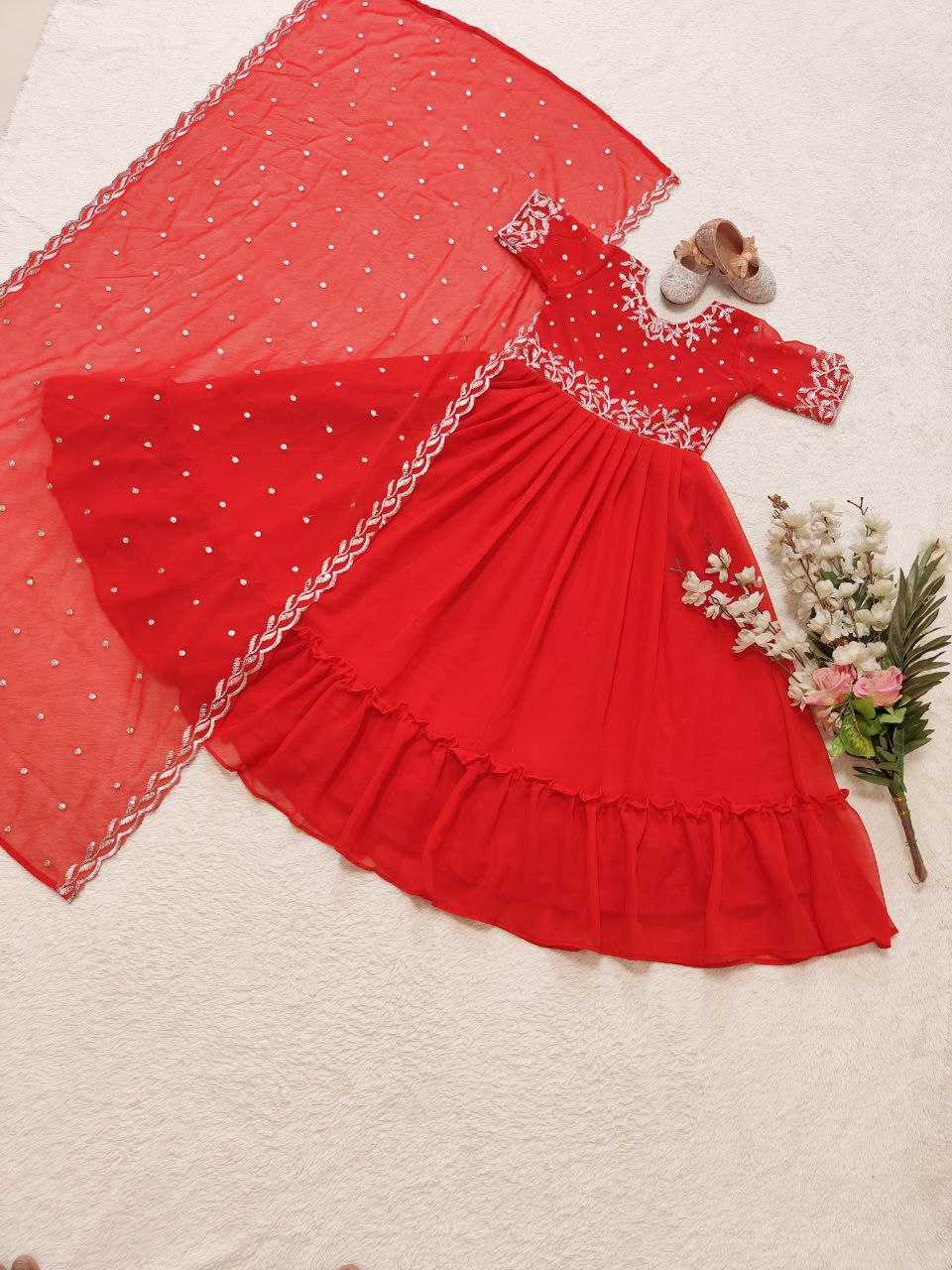 YNF GEORGETTE KESH168 MNT19 KIDS WEAR WHOLESALE KIDS GOWNS KIDS ETHNIC GOWNS KIDS TRADITIONAL WEAR KIDS FESTIVE WEAR MANUFACTURER