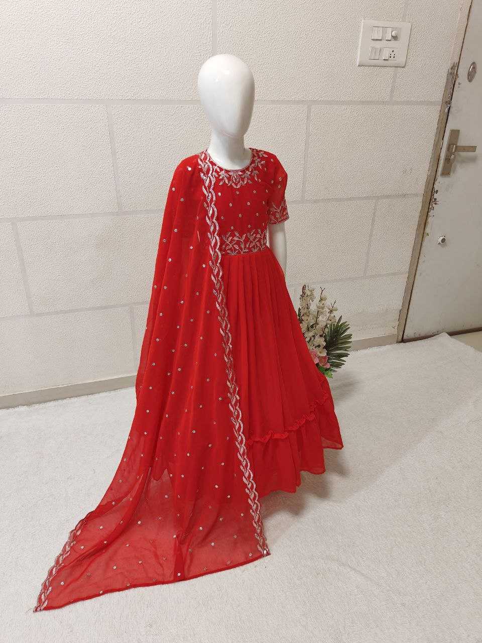 YNF GEORGETTE KESH168 MNT19 KIDS WEAR WHOLESALE KIDS GOWNS KIDS ETHNIC GOWNS KIDS TRADITIONAL WEAR KIDS FESTIVE WEAR MANUFACTURER