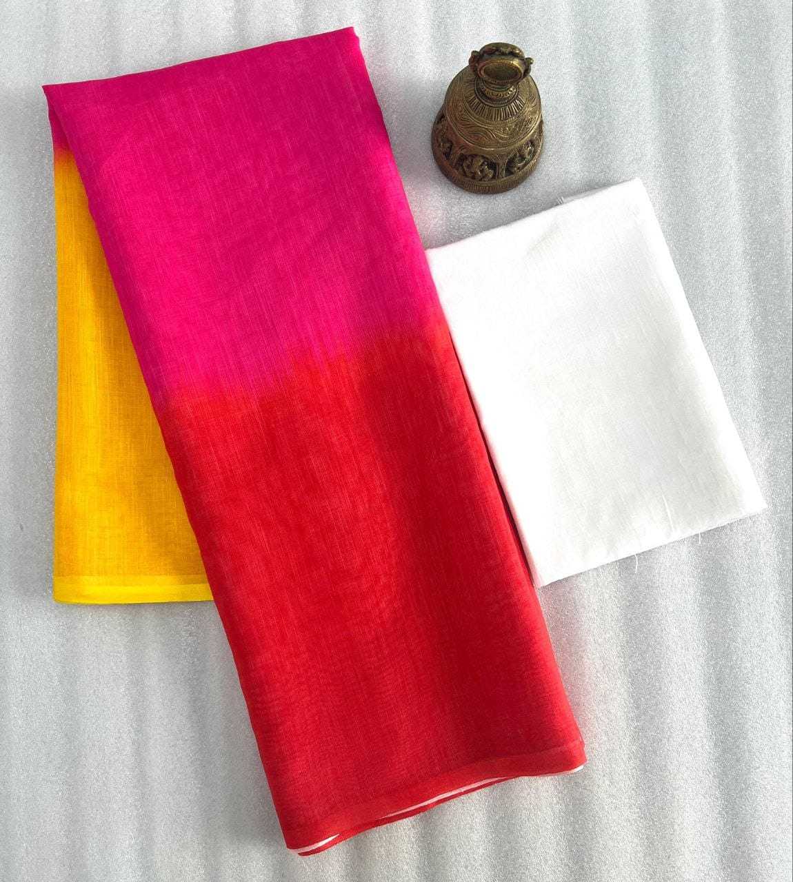 YNF LINEN KESH223 440 SAREES WHOLESALE LADIES HALF AND HALF PLAIN SOLID LINEN SAREES  MANUFACTURER