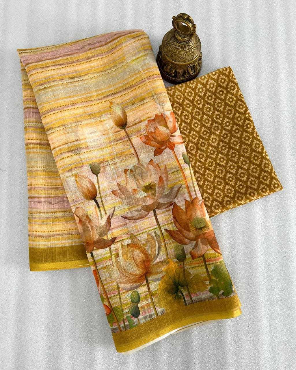 YNF LINEN KESH223 445 SAREES WHOLESALE PRINTED LADIES LINEN LIGHTWEIGHT SAREES MANUFACTURER