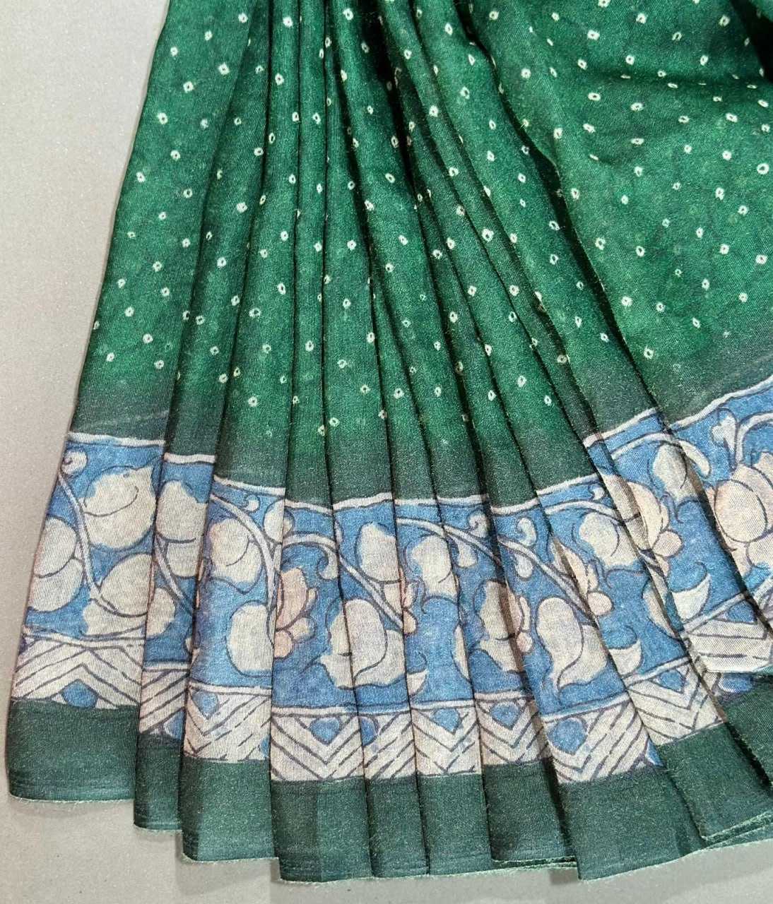 YNF LINEN RIN163 RAE39 SAREES WHOLESALE PRINTED KALAMKARI BANDHANI BANDHEJ SAREES MANUFACTURER