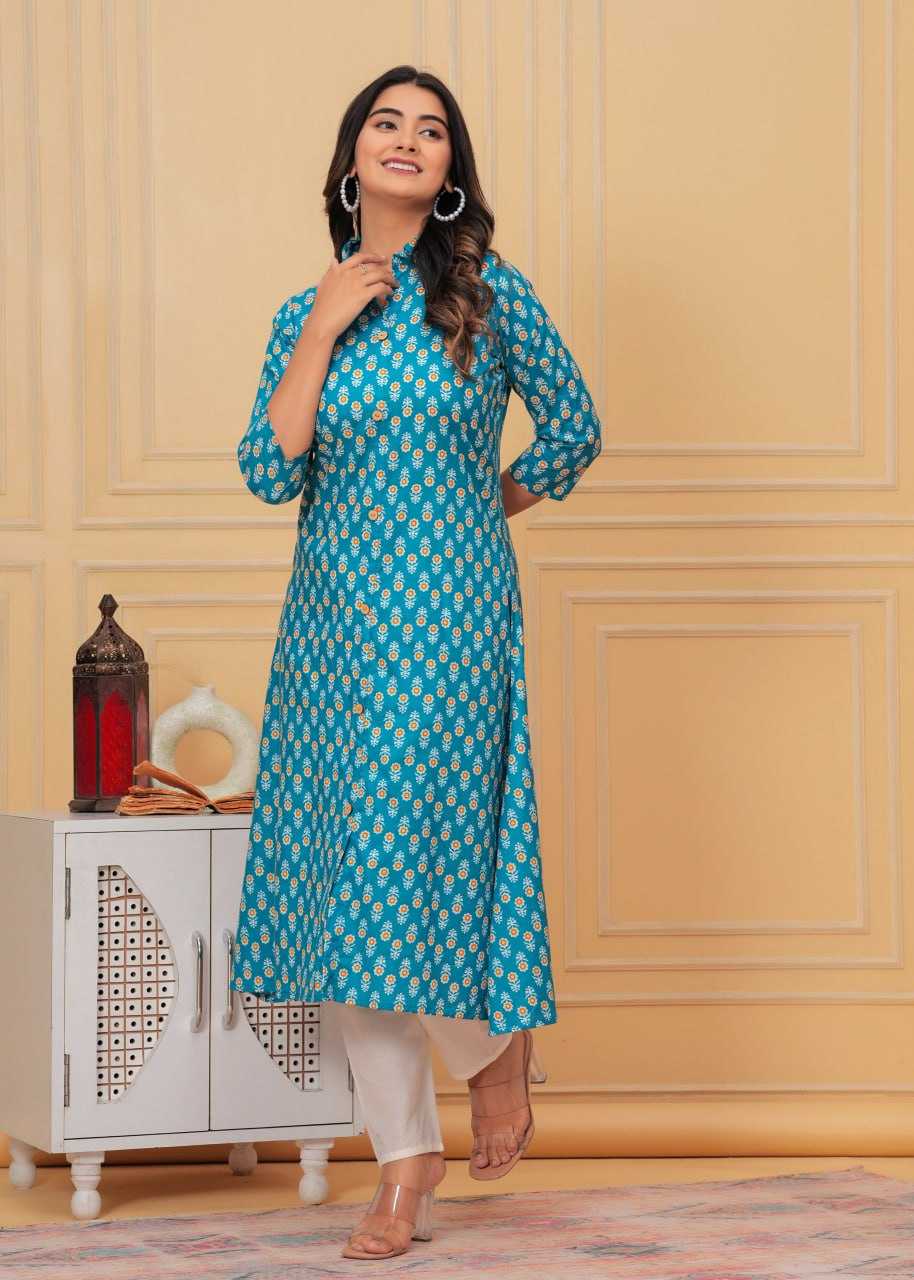 YNF PURE COTTON RIN131 015 KURTIS WHOLESALE LONG PRINTED COTTON KURTIS WITH BOTTOM FANCY KURTIS MANUFACTURER