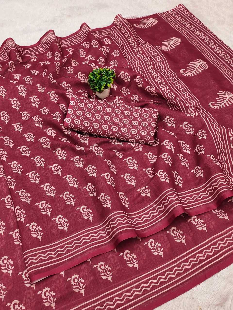 YNF SILK COTTON RIN145 AMBIKA SAREES WHOLESALE PRINTED COTTON LINEN LADIES BATIK SAREES MANUFACTURER