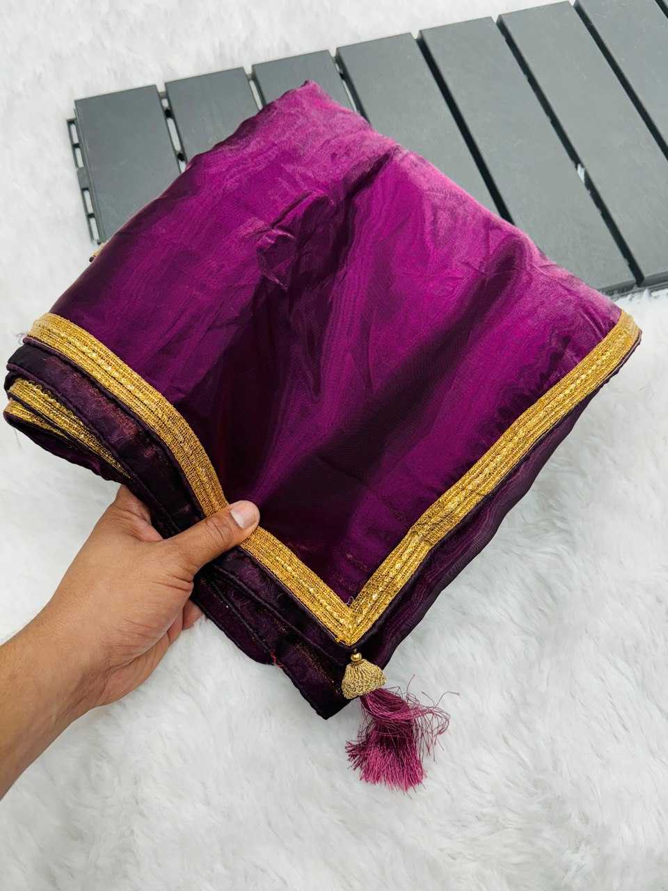 YNF TISSUE SILK KESH162 VRT35 SAREES WHOLESALE TISSUE SILK PLAIN SOLID LACE BORDER SILK SATIN SAREES MANUFACTURER